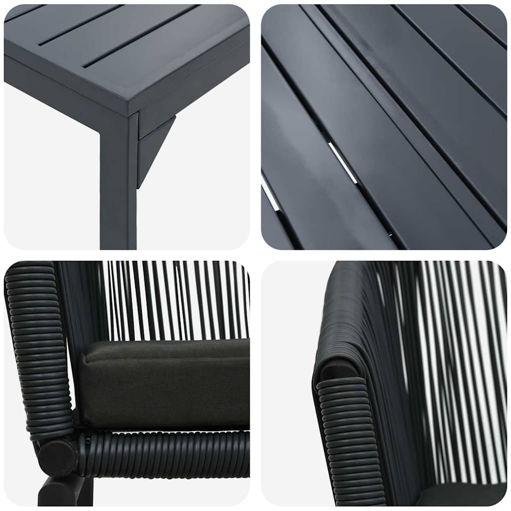 Garten Essgruppe 9 pcs Schwarz Poly Rattan