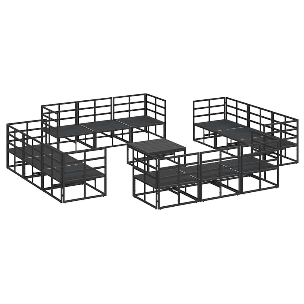 Garten-Sofa-Set mit Kissen 13 pcs Schwarz Aluminium