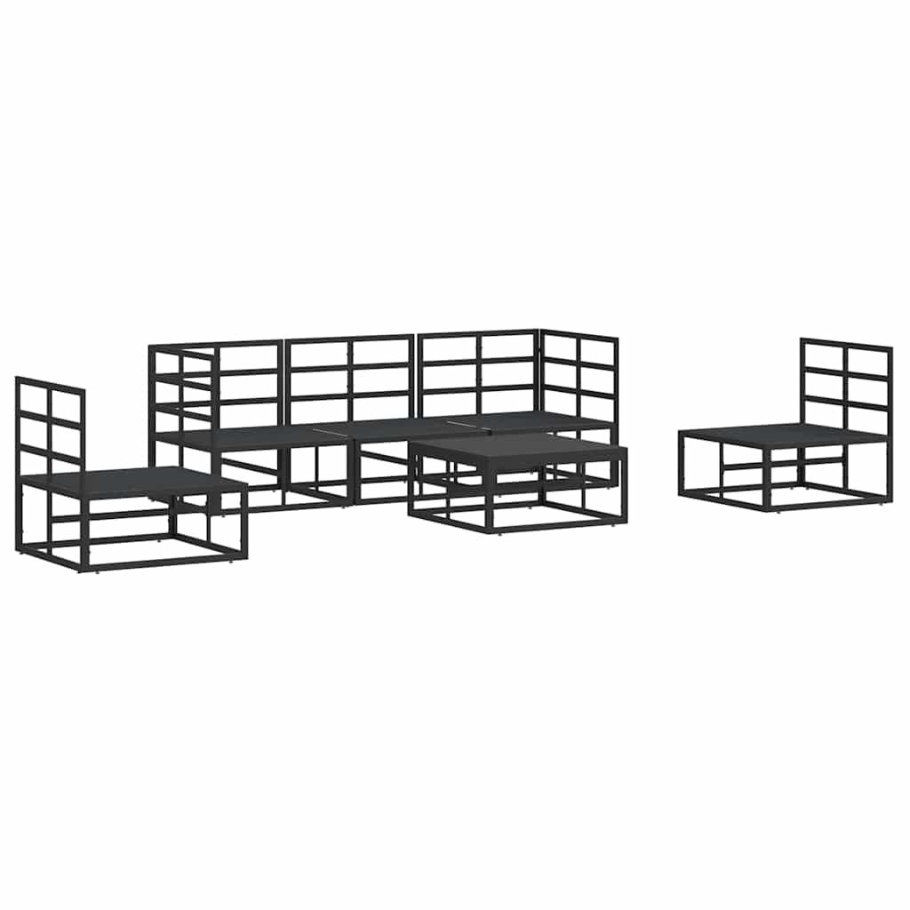 Garten-Sofa-Set mit Kissen 6 pcs Schwarz Aluminium