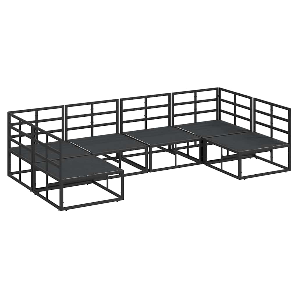 Garten-Sofa-Set mit Kissen 6 pcs Schwarz Aluminium