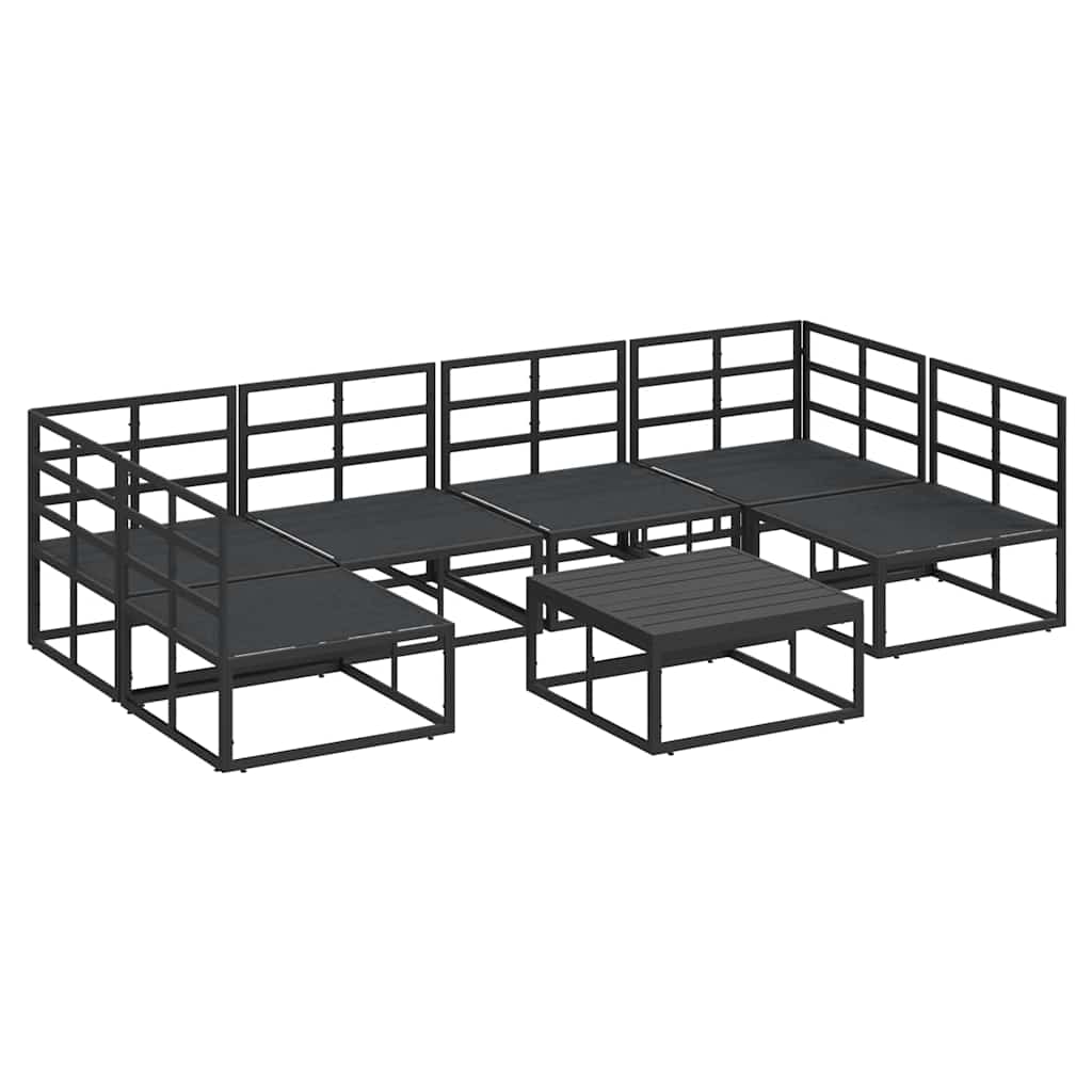 Garten-Sofa-Set mit Kissen 7 pcs Schwarz Aluminium