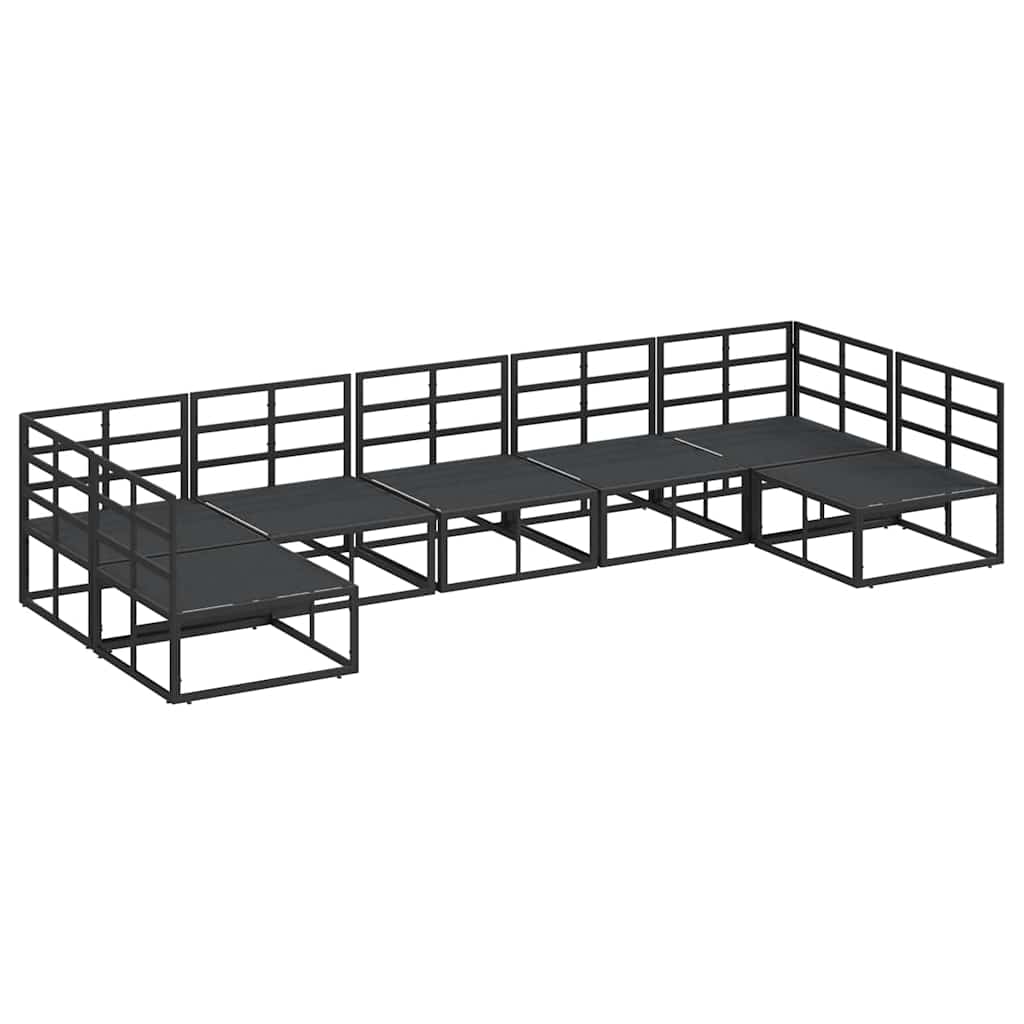 Garten-Sofa-Set mit Kissen 7 pcs Schwarz Aluminium