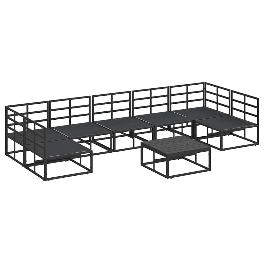 Garten-Sofa-Set mit Kissen 8 pcs Schwarz Aluminium