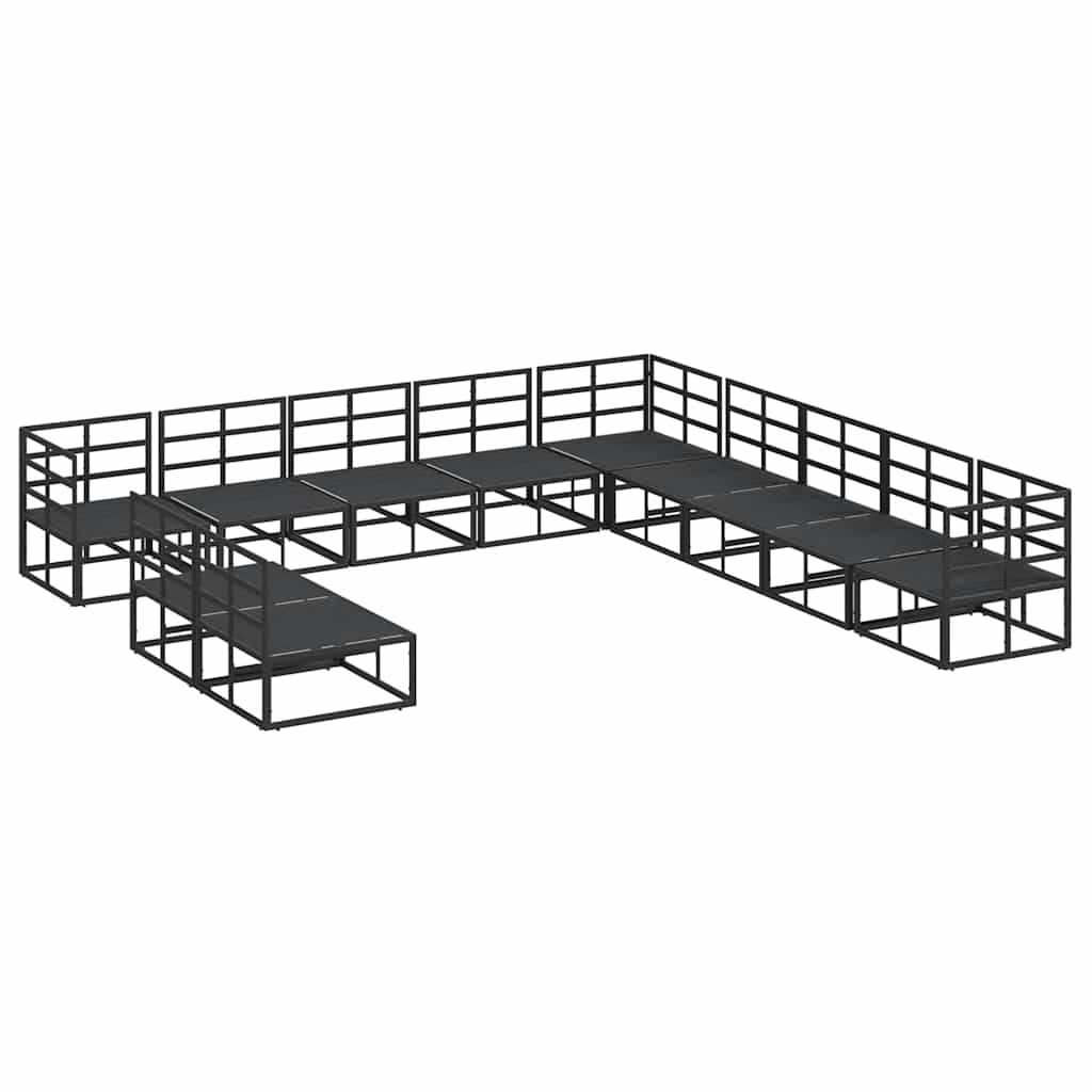 Garten-Sofa-Set mit Kissen 11 pcs Schwarz Aluminium