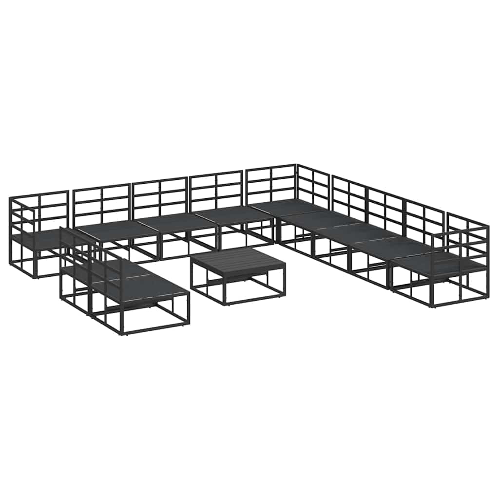 Garten-Sofa-Set mit Kissen 12 pcs Schwarz Aluminium