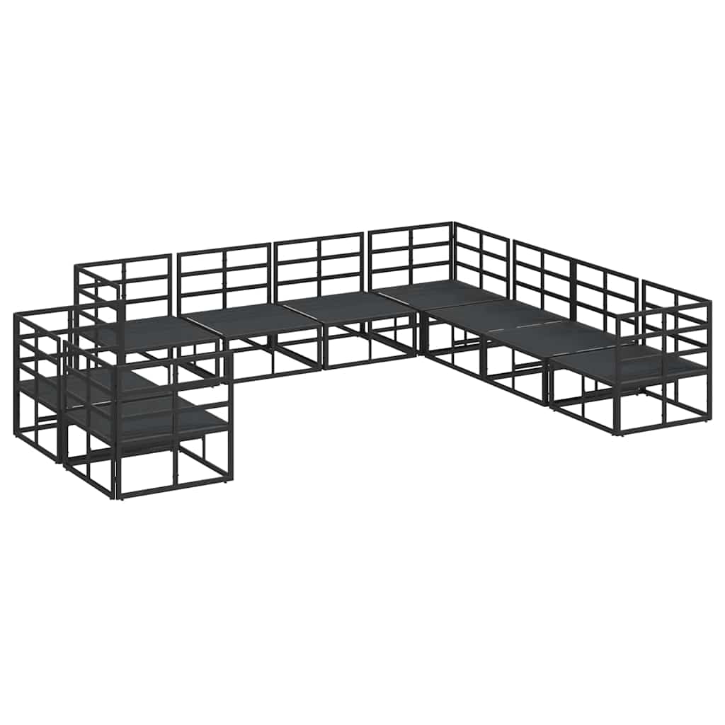 Garten-Sofa-Set mit Kissen 9 pcs Schwarz Aluminium