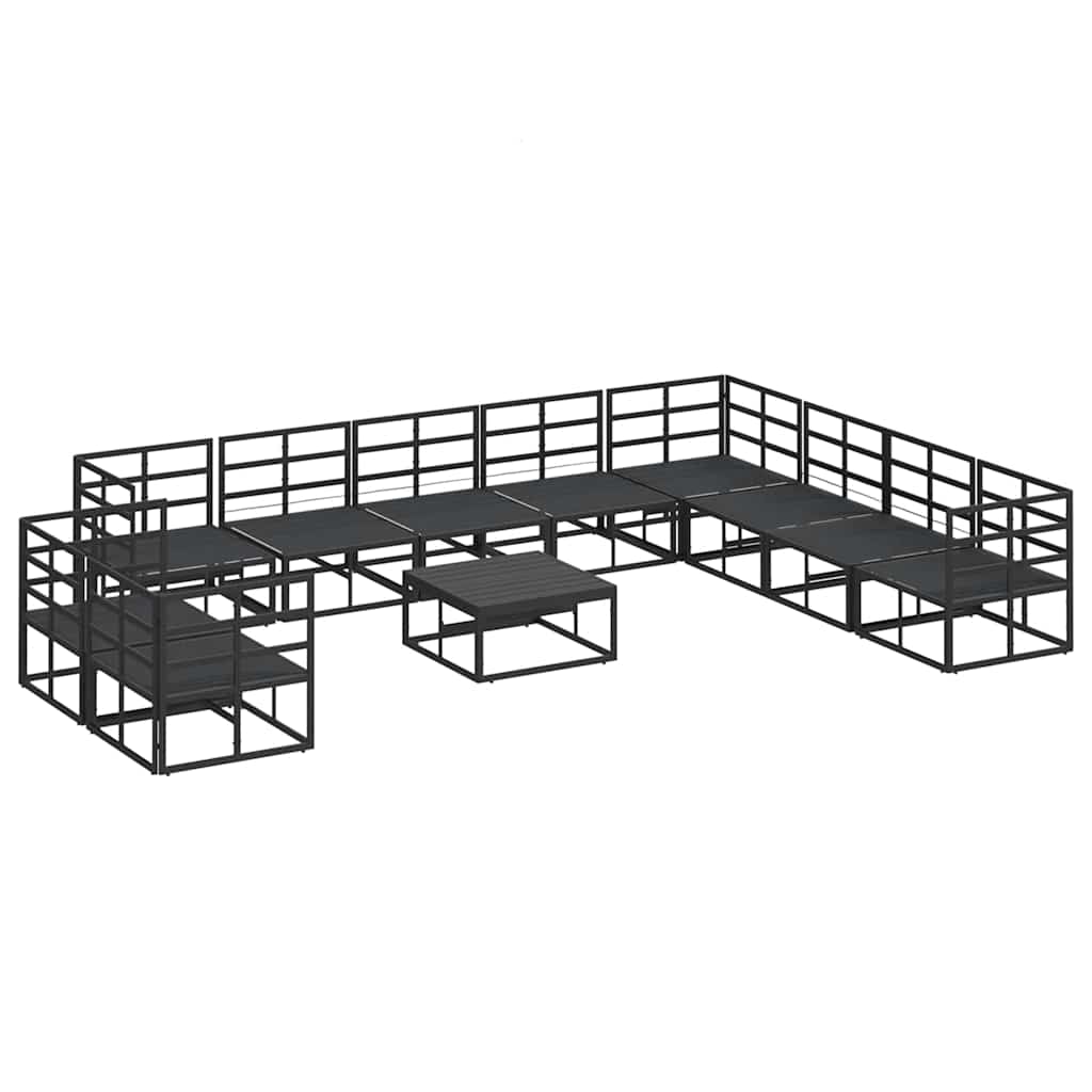 Garten-Sofa-Set mit Kissen Schwarz Aluminium