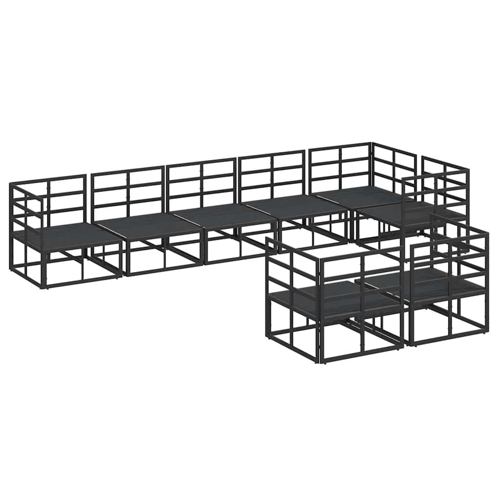 Garten-Sofa-Set mit Kissen Schwarz Aluminium