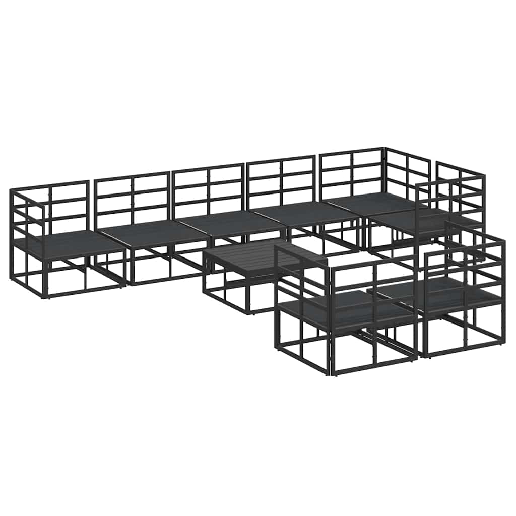 Garten-Sofa-Set mit Kissen Schwarz Aluminium