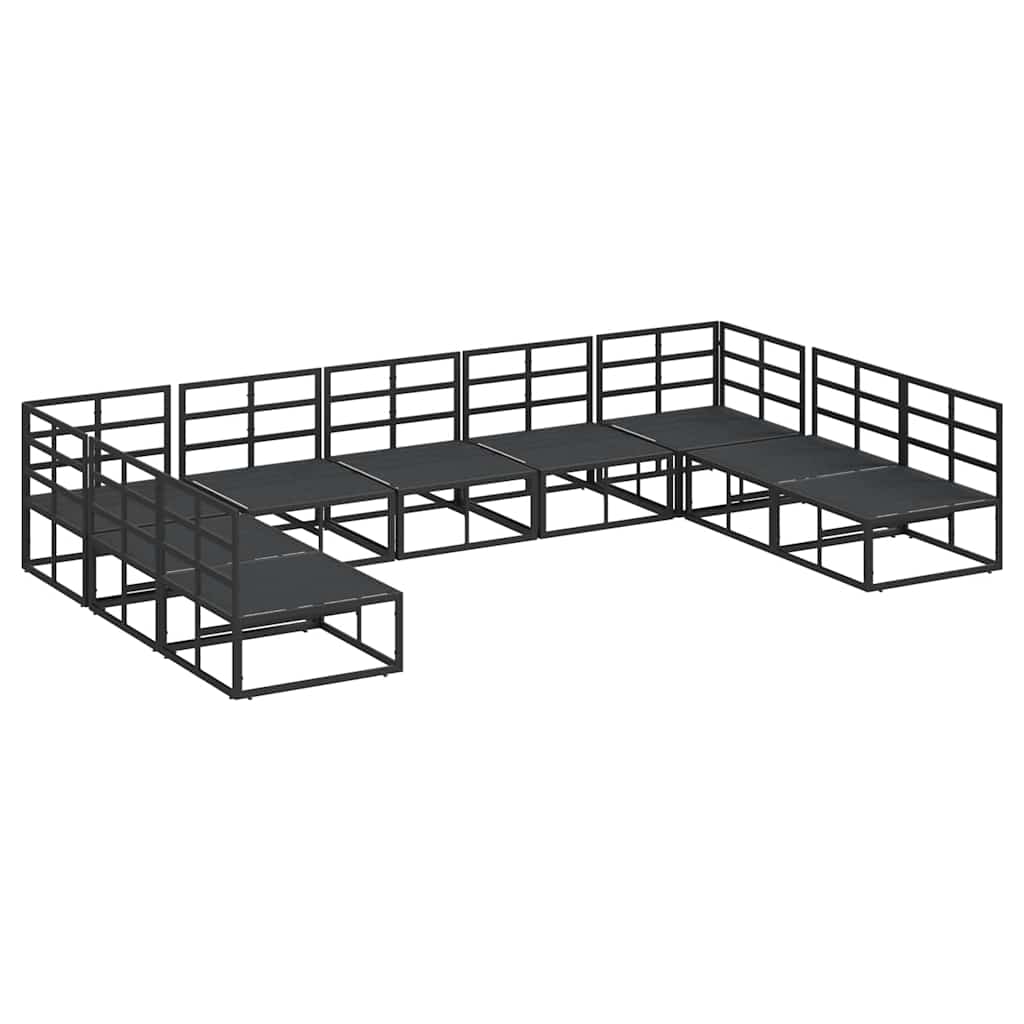 Garten-Sofa-Set mit Kissen Schwarz Aluminium