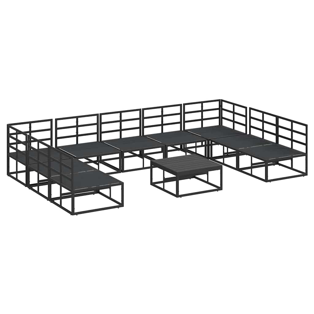 Garten-Sofa-Set mit Kissen Schwarz Aluminium