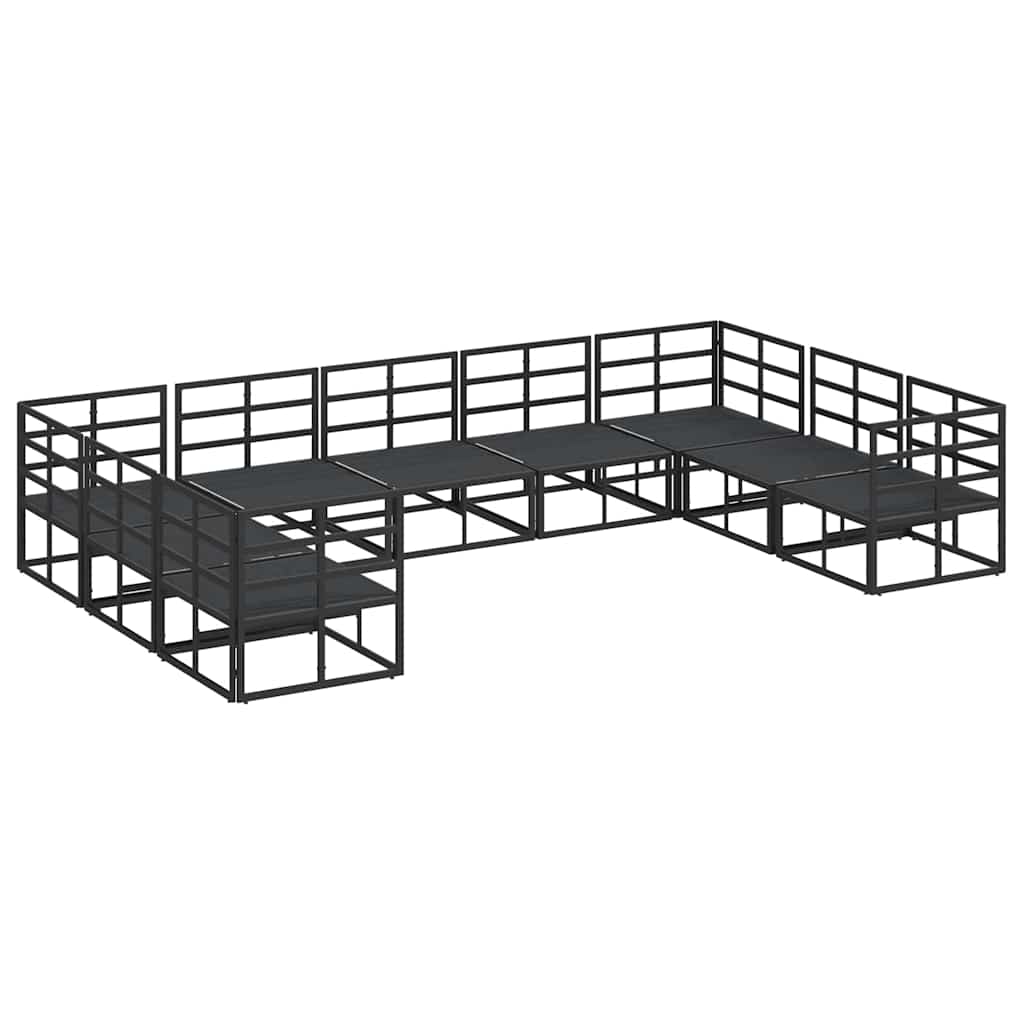 Garten-Sofa-Set mit Kissen Schwarz Aluminium