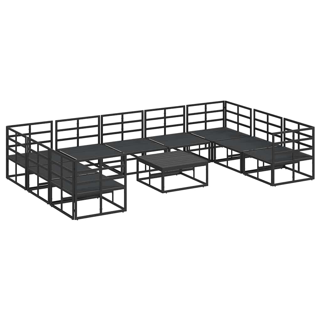 Garten-Sofa-Set mit Kissen Schwarz Aluminium