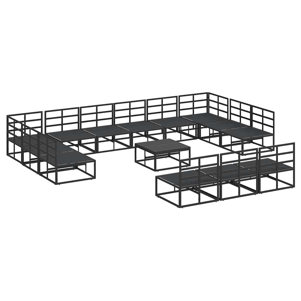 Garten-Sofa-Set mit Kissen Schwarz Aluminium