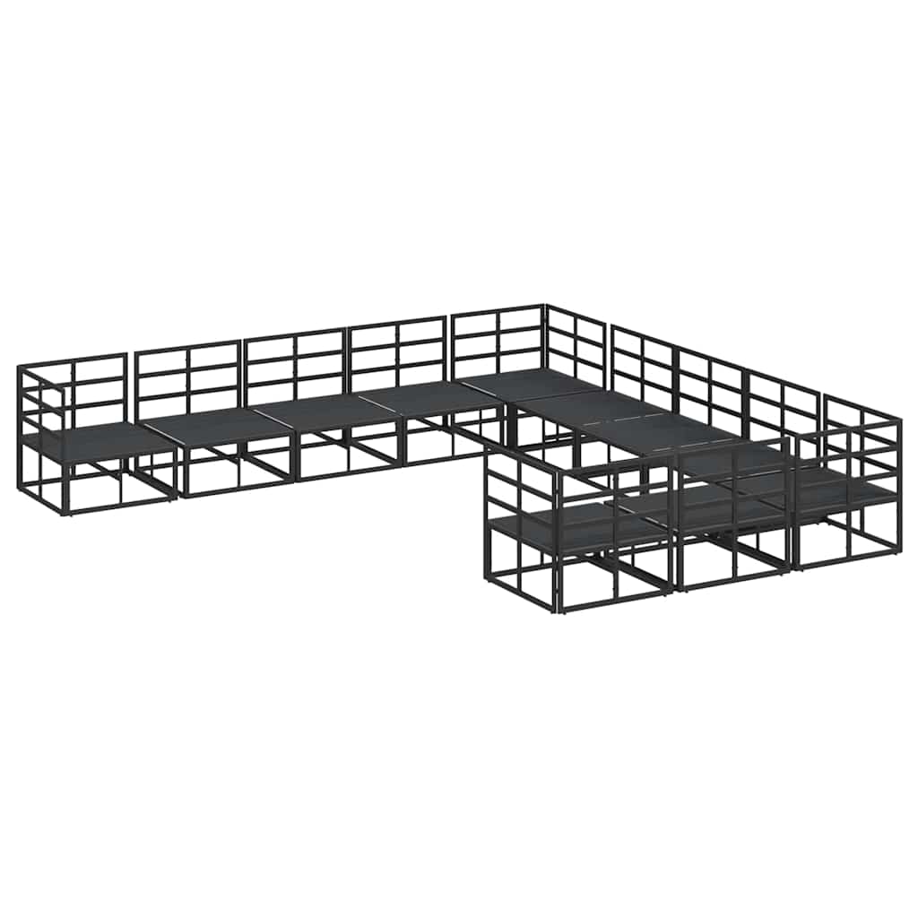 Garten-Sofa-Set mit Kissen 11 pcs Schwarz Aluminium