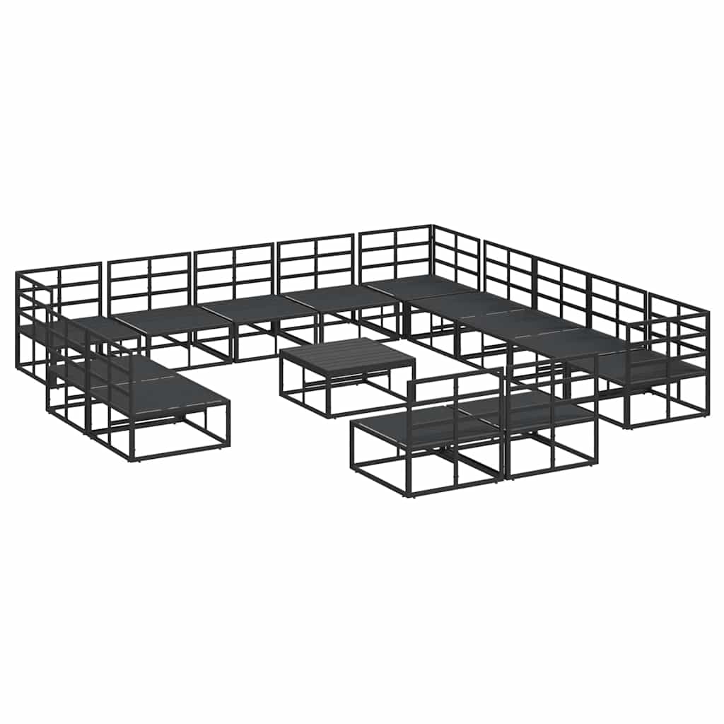 Garten-Sofa-Set mit Kissen 14 pcs Schwarz Aluminium