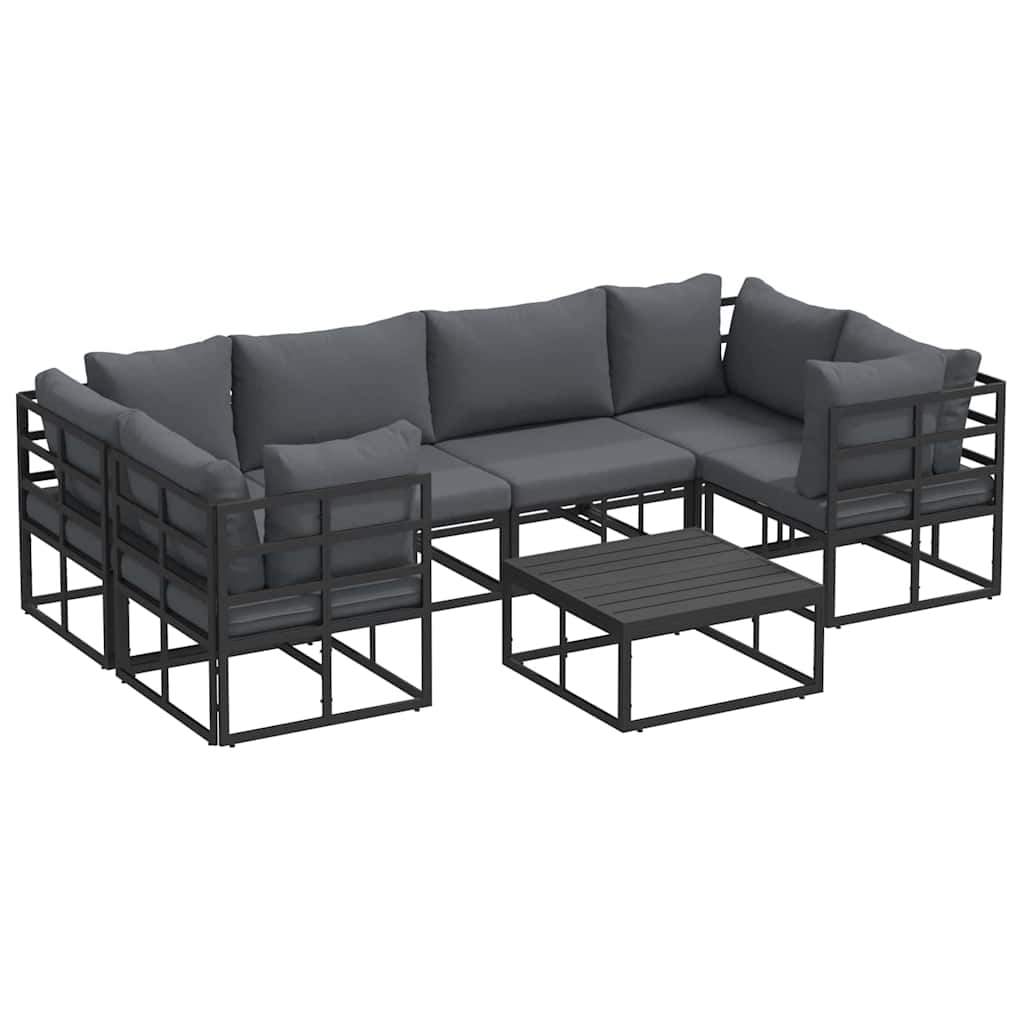 Garten-Sofa-Set 7 pcs Schwarz Aluminium