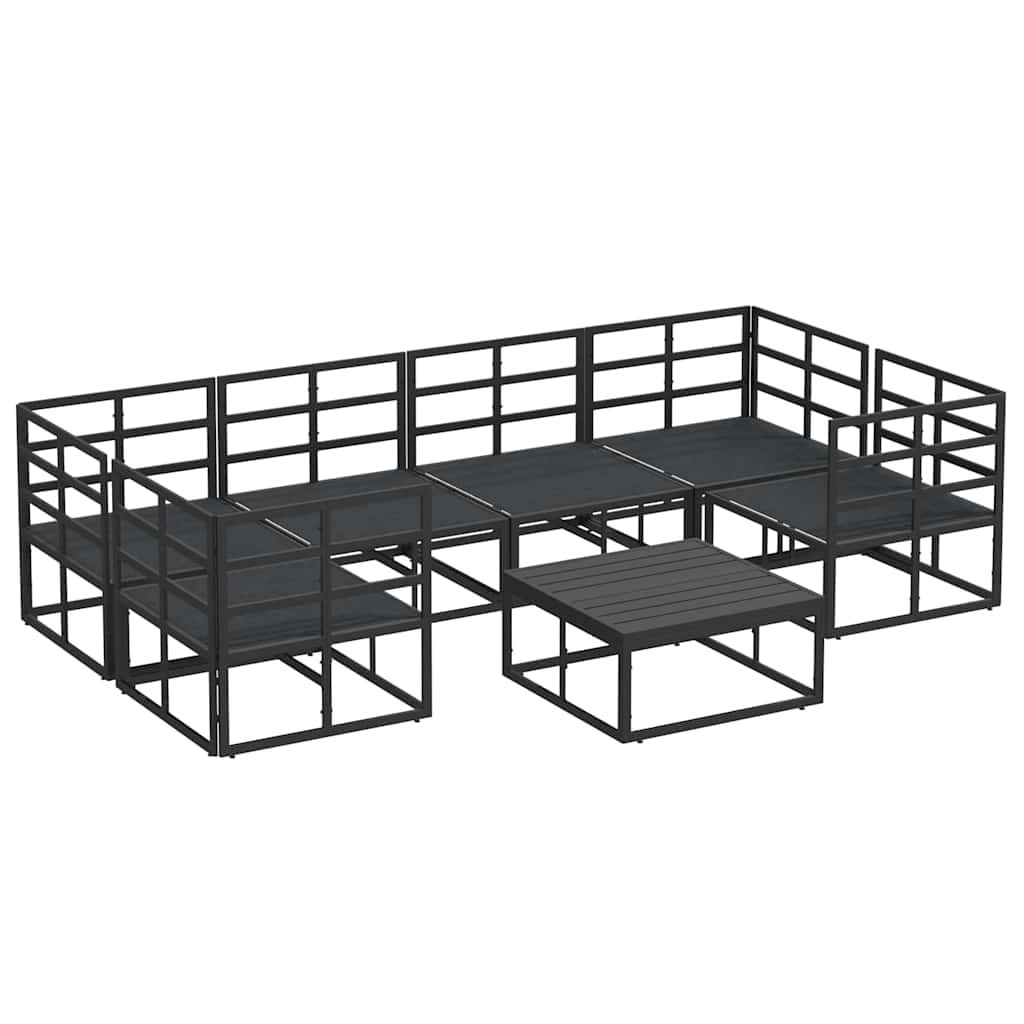 Garten-Sofa-Set 7 pcs Schwarz Aluminium