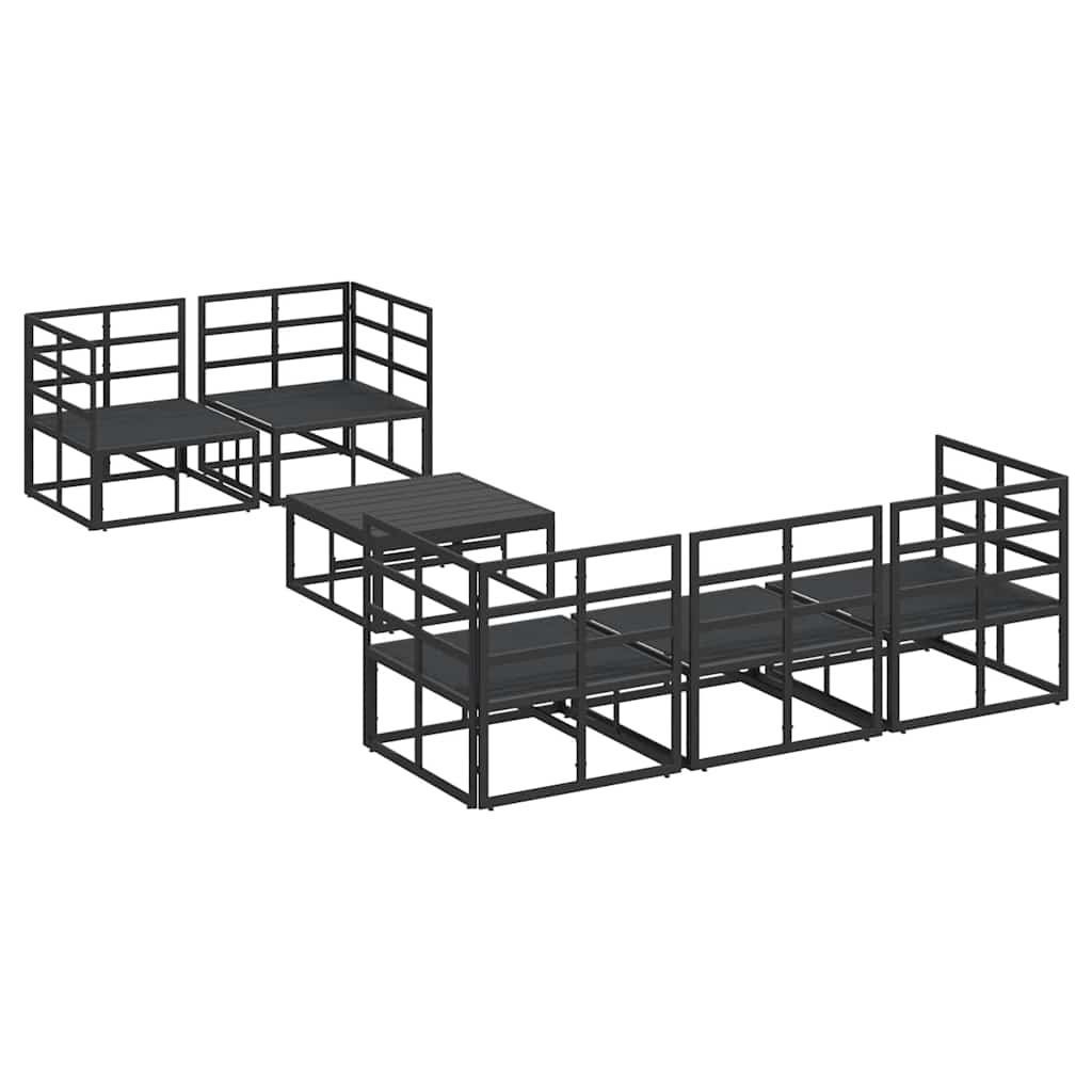 Garten-Sofa-Set mit Kissen 6 pcs Schwarz Aluminium