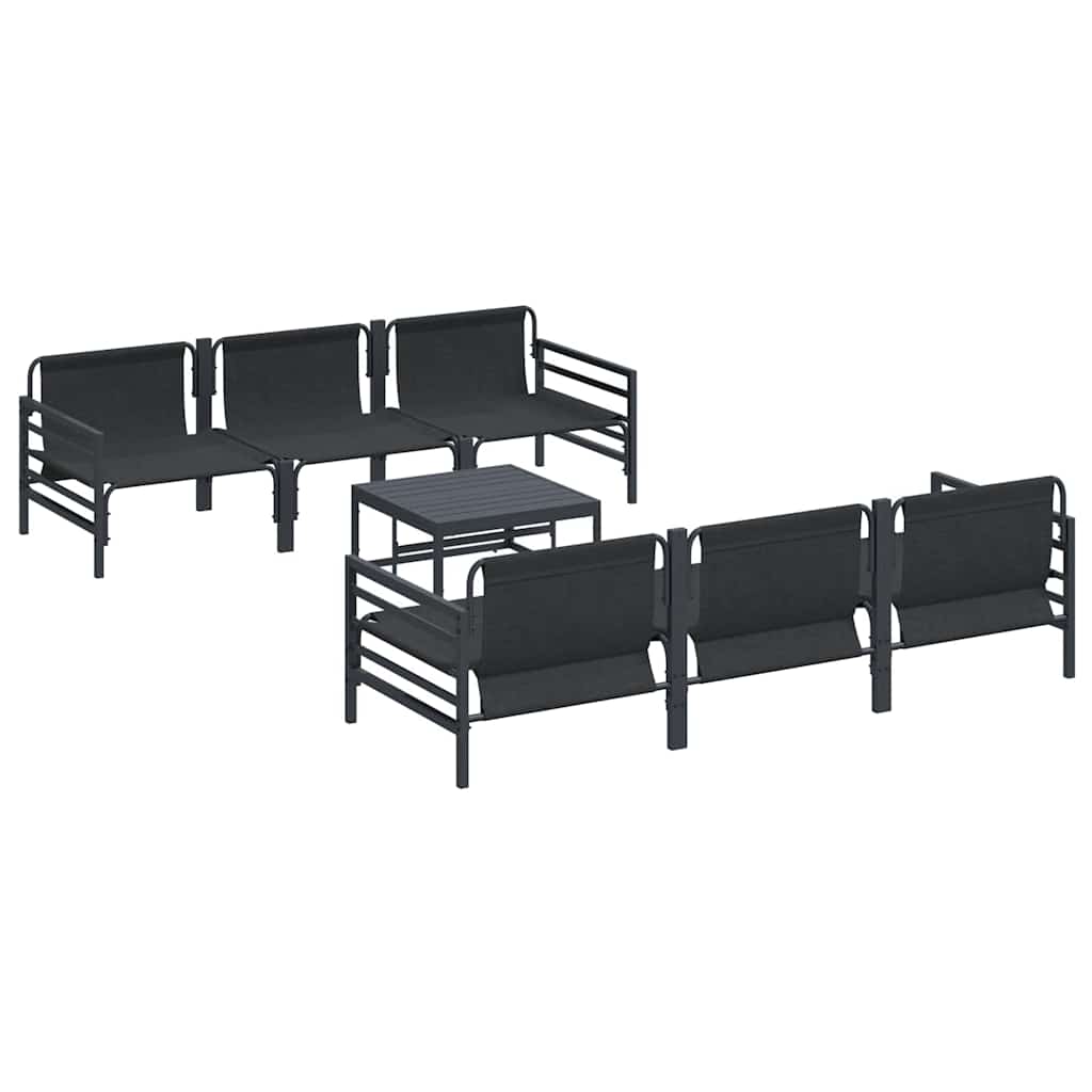 Garten-Sofa-Set mit Kissen 7 pcs Anthrazit Stahl & Gewebe