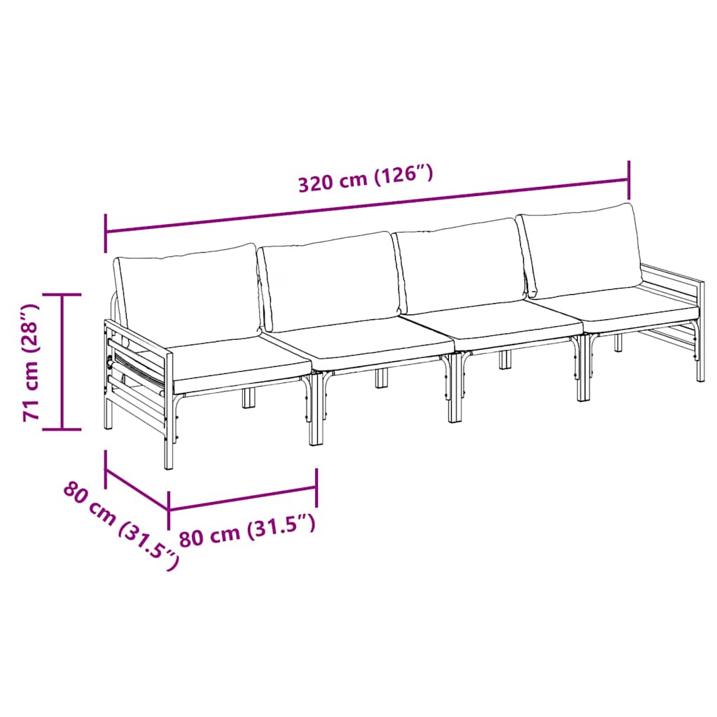 Garten-Sofa-Set 4 pcs Anthrazit Stahl