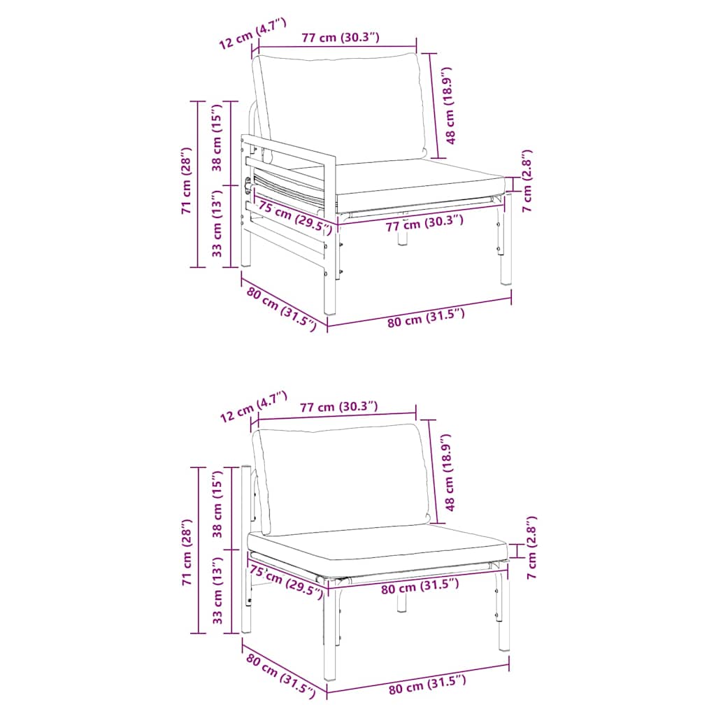 Garten-Sofa-Set Anthrazit Stahl