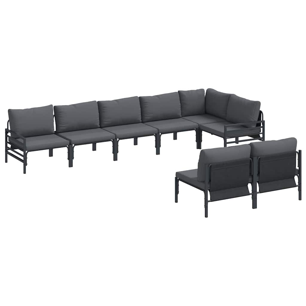 Garten-Sofa-Set mit Kissen 8 pcs Anthrazit Stahl