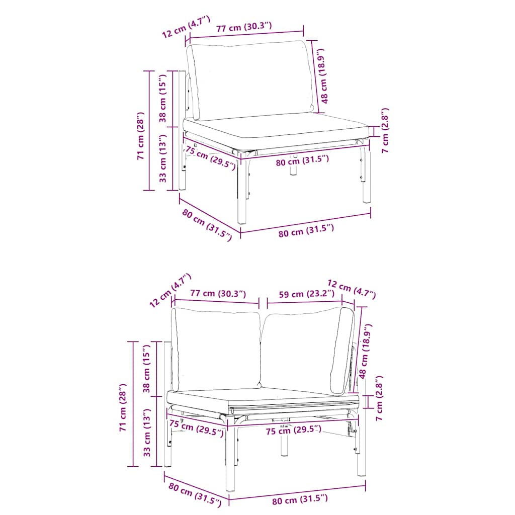 Garten-Sofa-Set 11 pcs Anthrazit Stahl