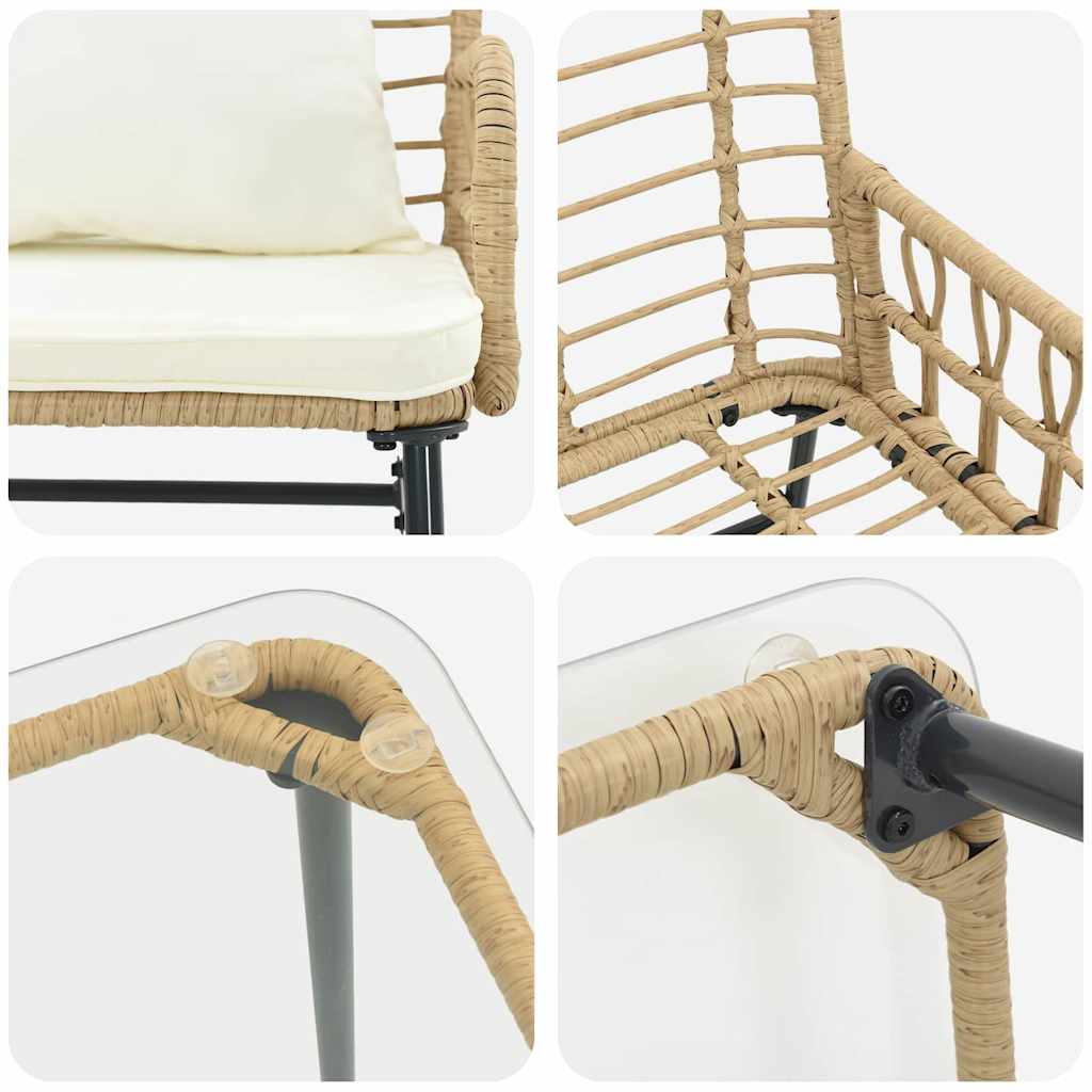 Gartenmöbel Set mit Kissen 4 pcs Schwarz und Anthrazit