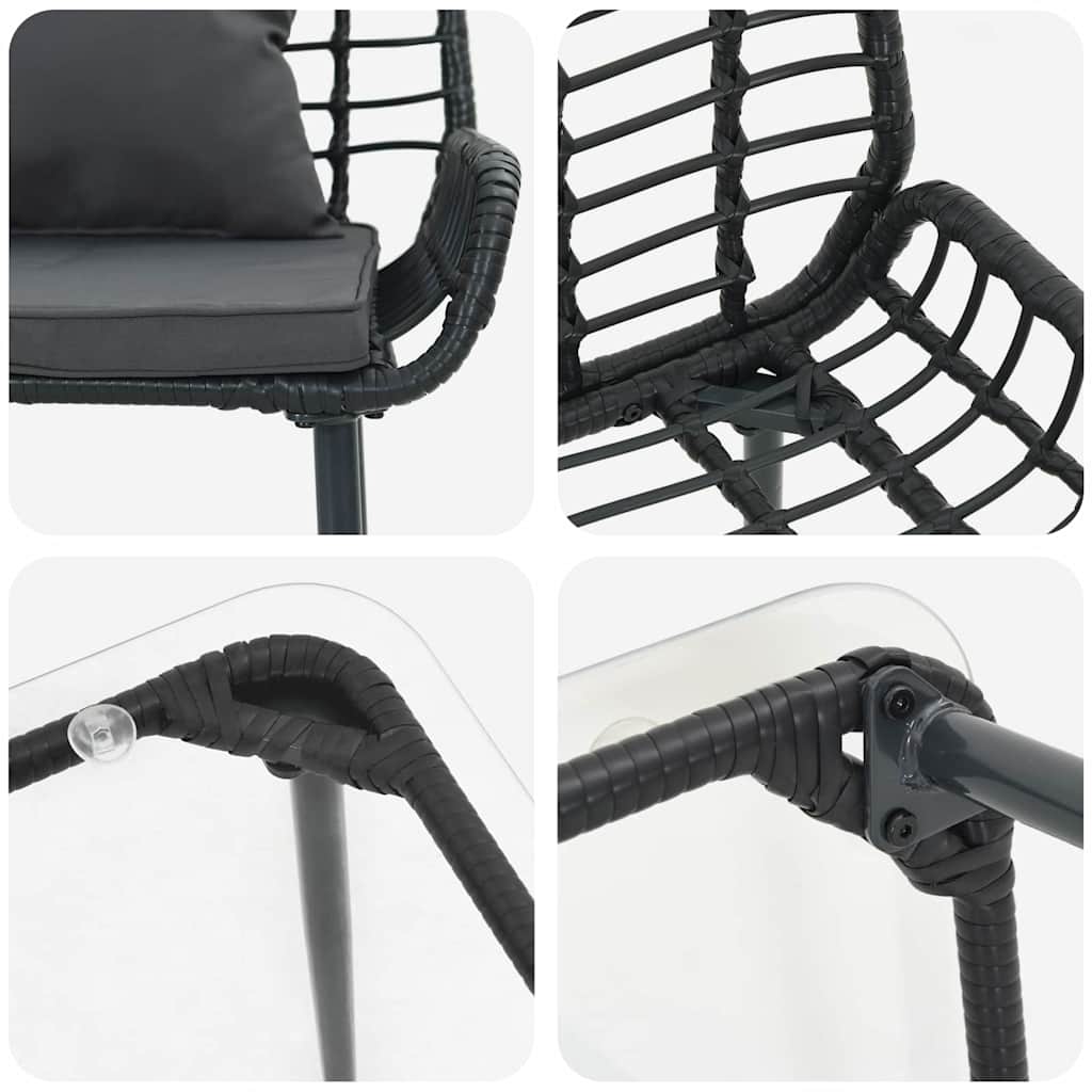 Gartenmöbel Set mit Kissen 4 pcs Braun und Schwarz und Creme