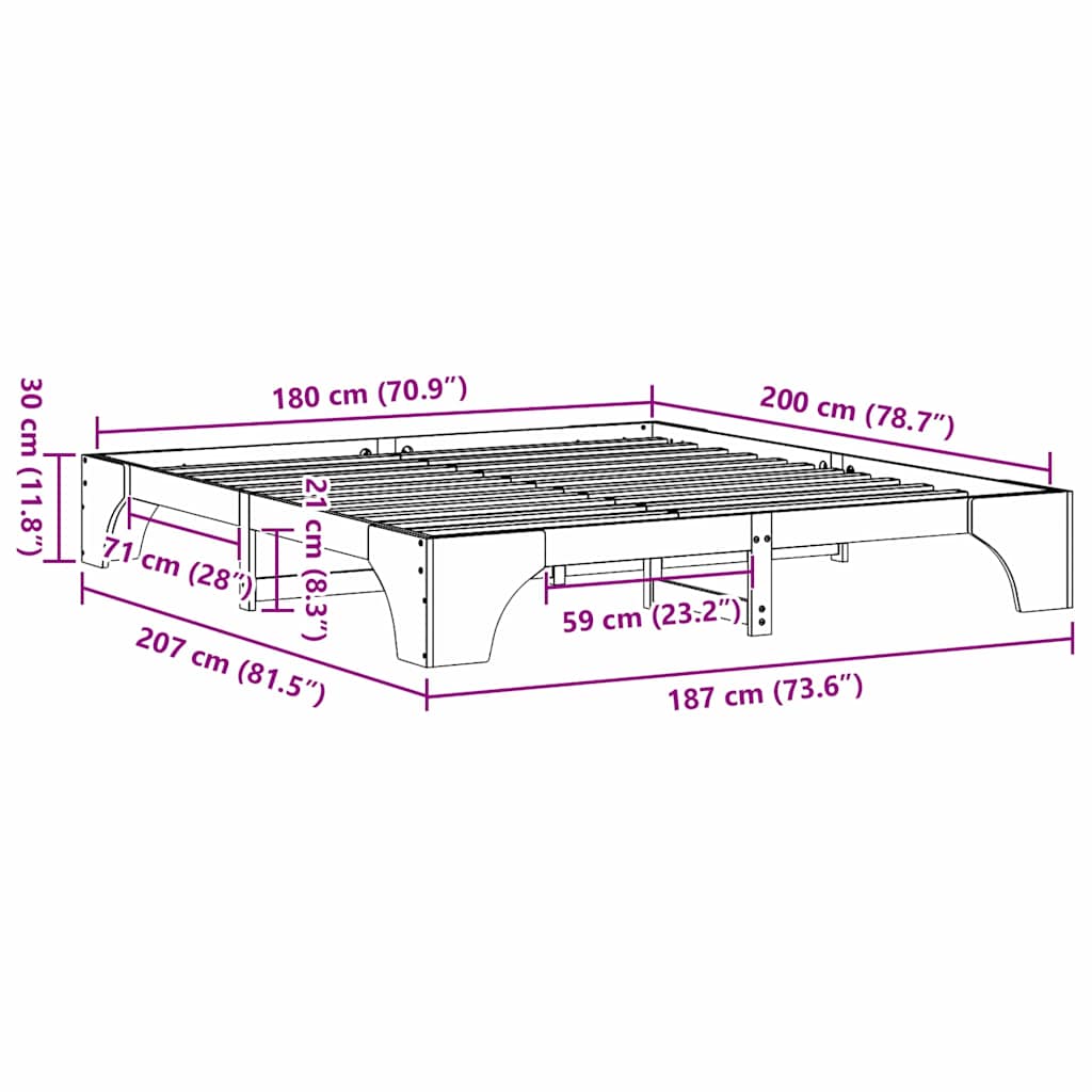 Bettgestell Weiß 180 x 200 cm Massivholz Kiefer