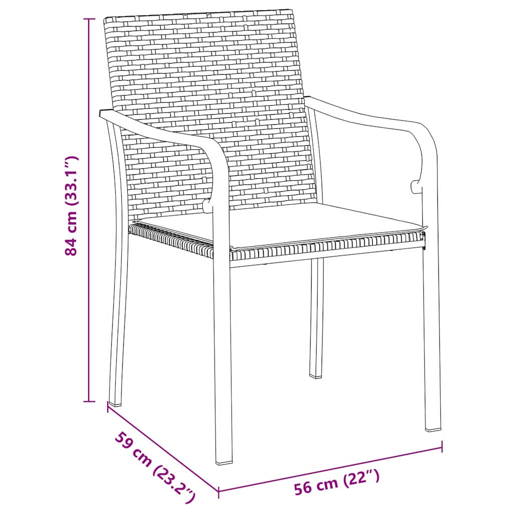 Garten Essgruppe 7 pcs Braun Poly Rattan