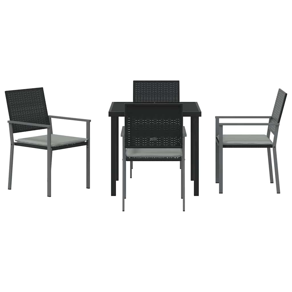 Garten Essgruppe 5 pcs Schwarz Poly Rattan