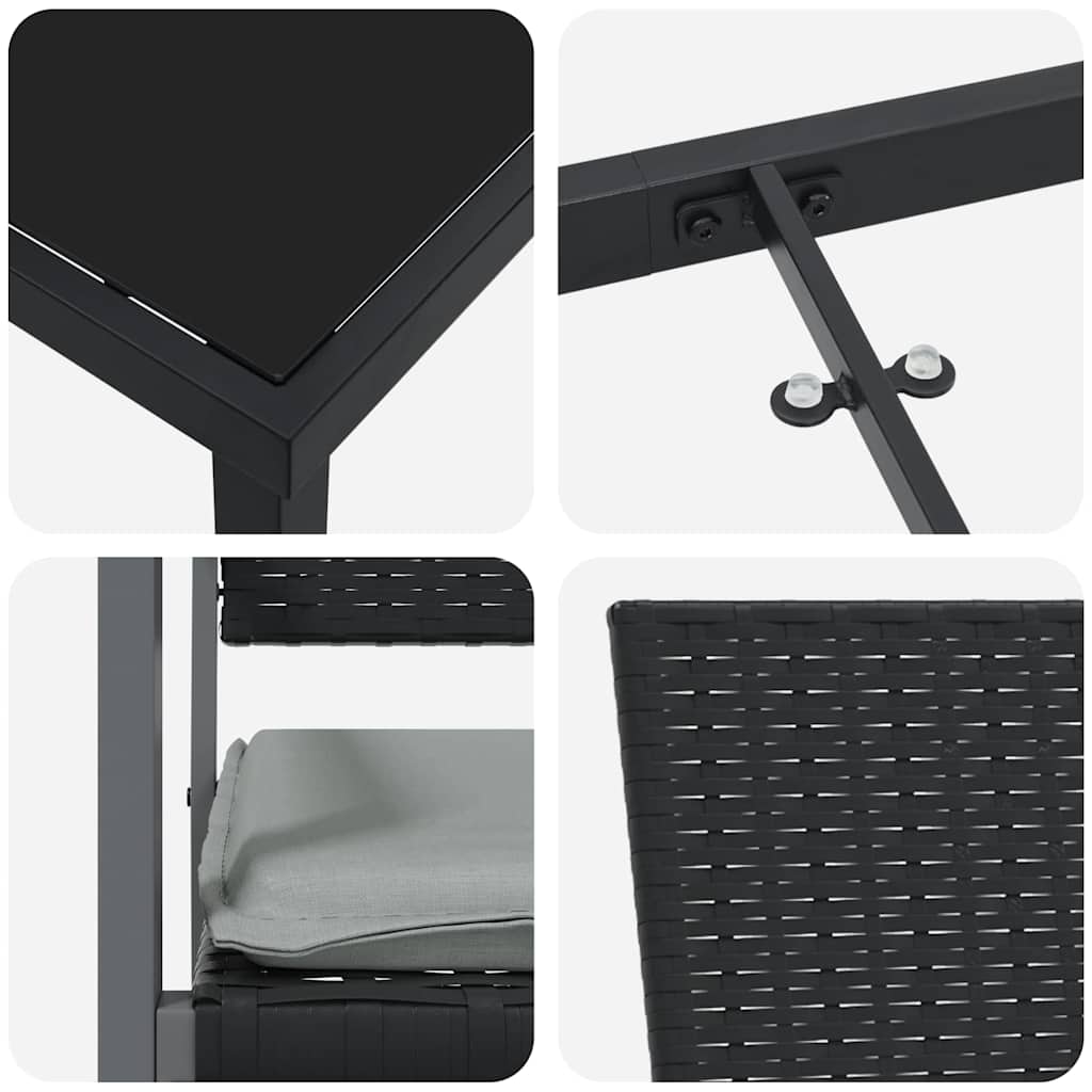 Garten Essgruppe 5 pcs Schwarz Poly Rattan