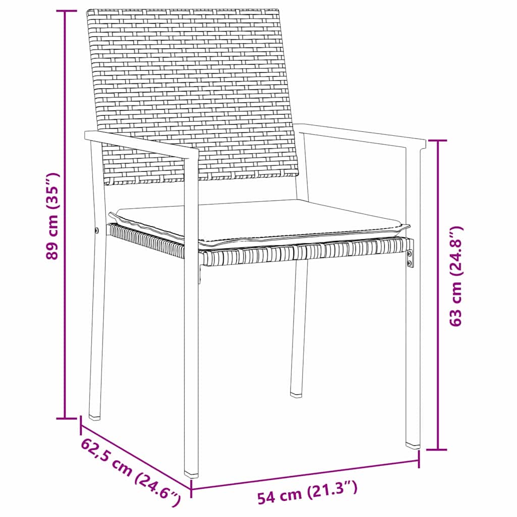 Garten Essgruppe 7 pcs Schwarz Poly Rattan