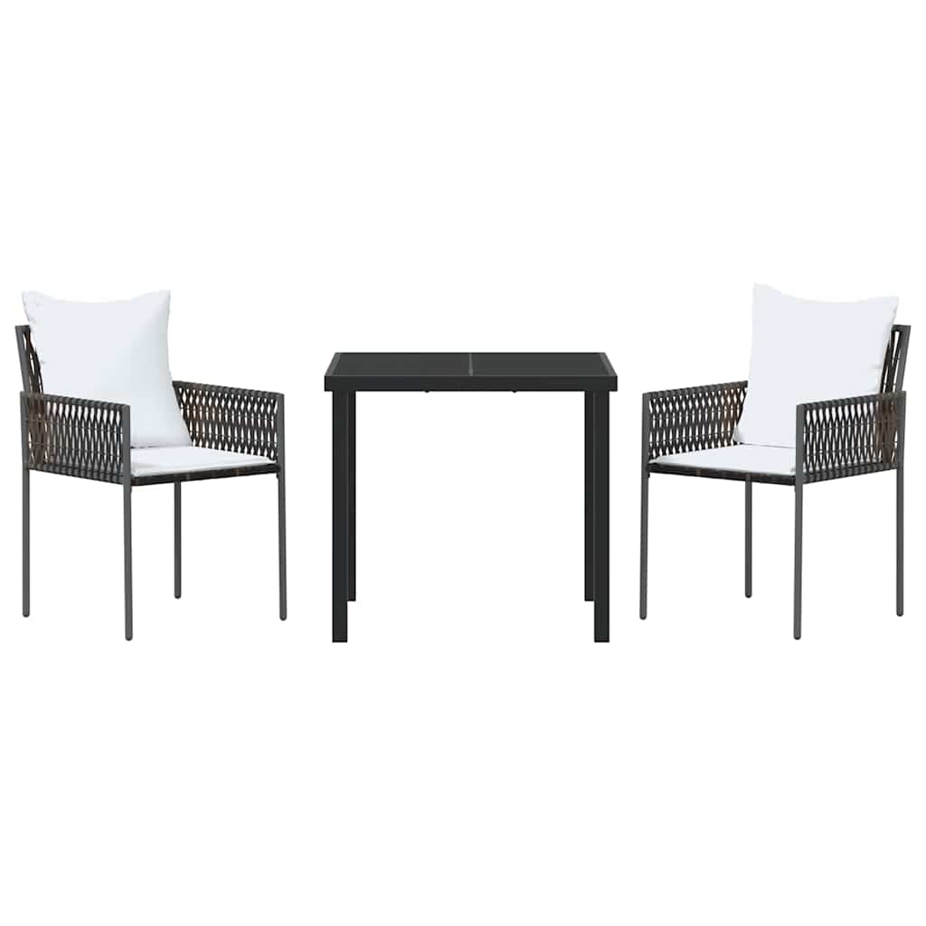 Garten Essgruppe 3 pcs Braun Poly Rattan