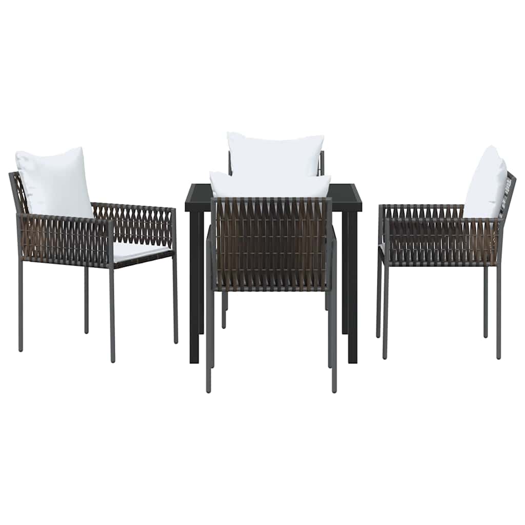 Garten Essgruppe 5 pcs Braun Poly Rattan