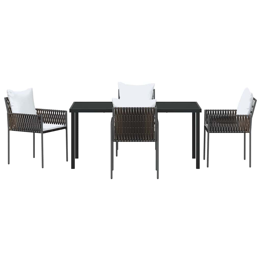 Garten Essgruppe 5 pcs Braun Poly Rattan