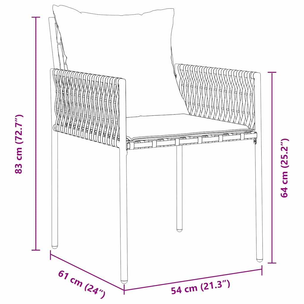 Garten Essgruppe 7 pcs Braun Poly Rattan