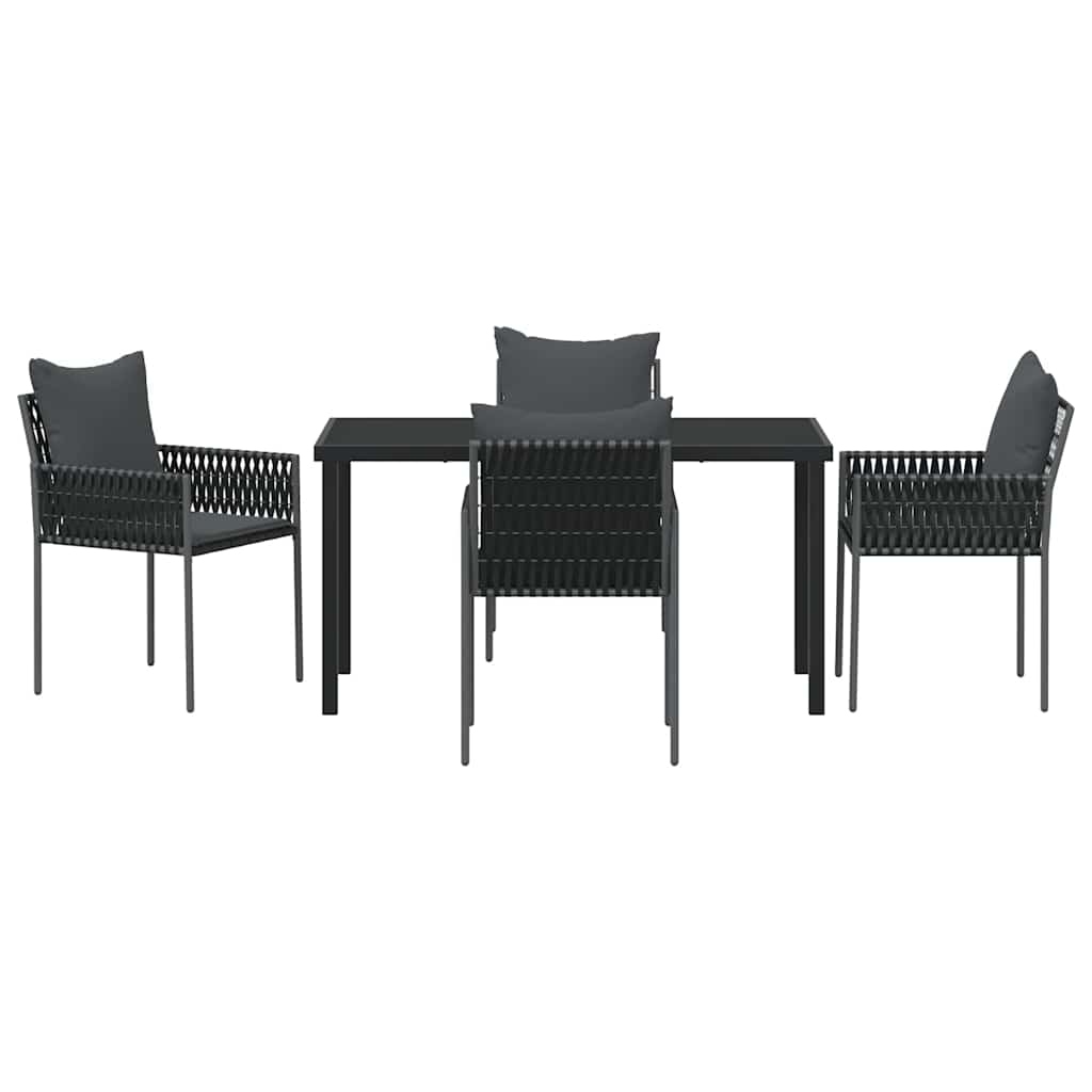 Garten Essgruppe 5 pcs Schwarz Poly Rattan