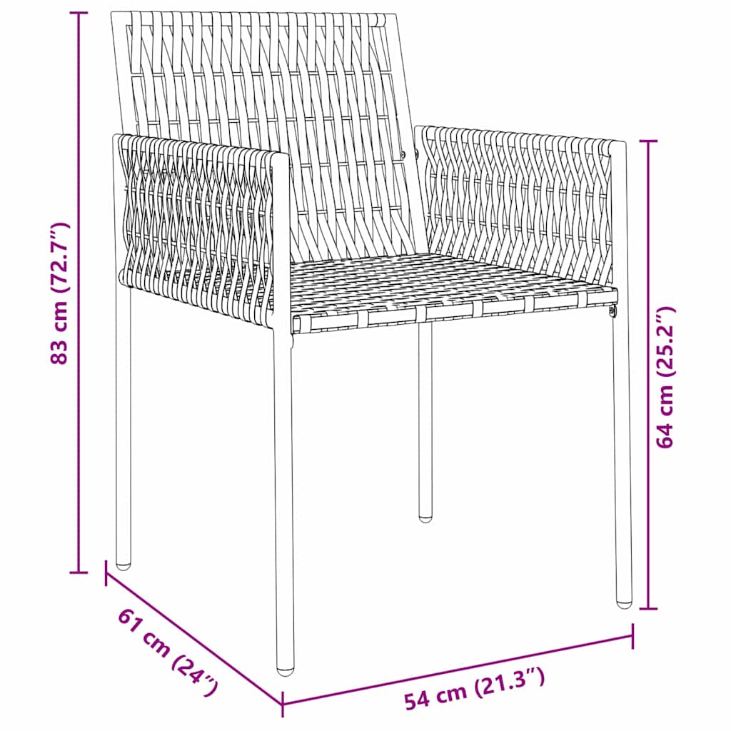 Garten Essgruppe 5 pcs Schwarz Poly Rattan