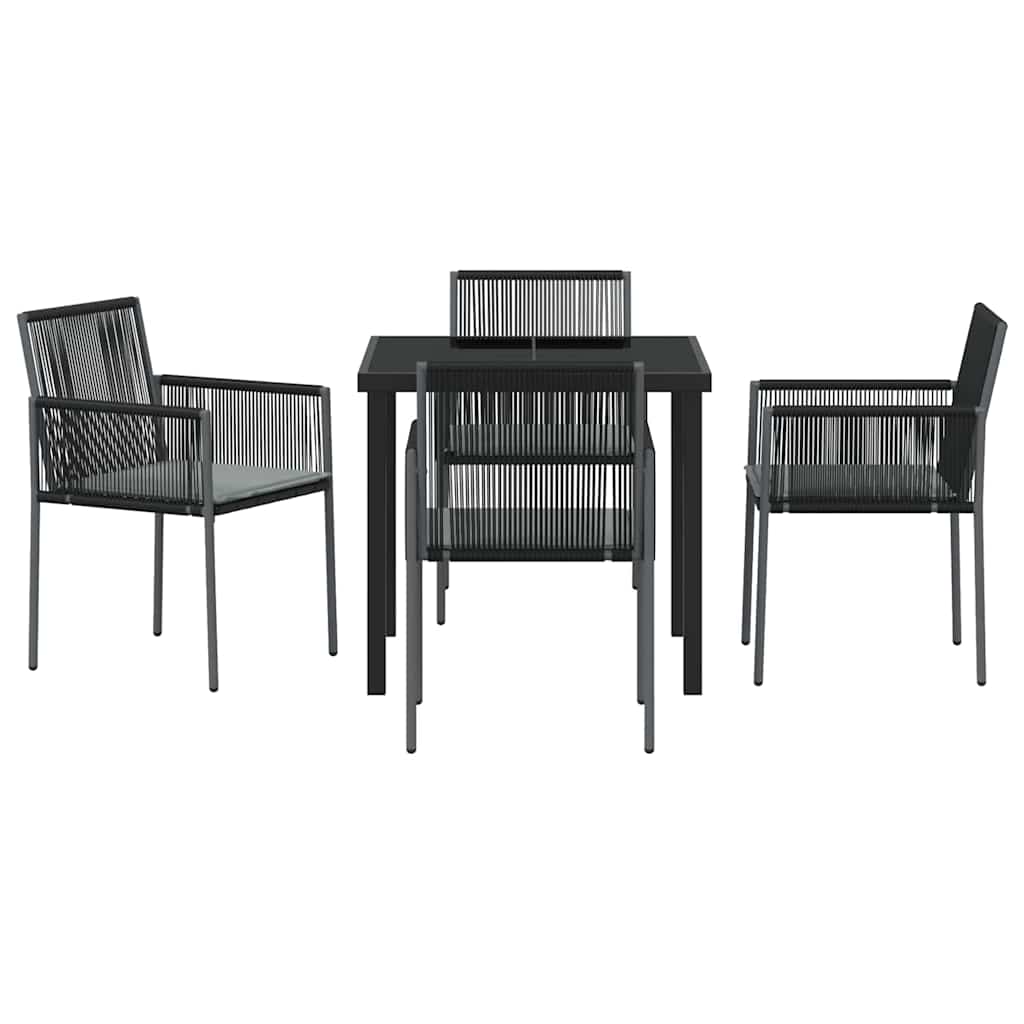 Garten Essgruppe 5 pcs Schwarz Poly Rattan