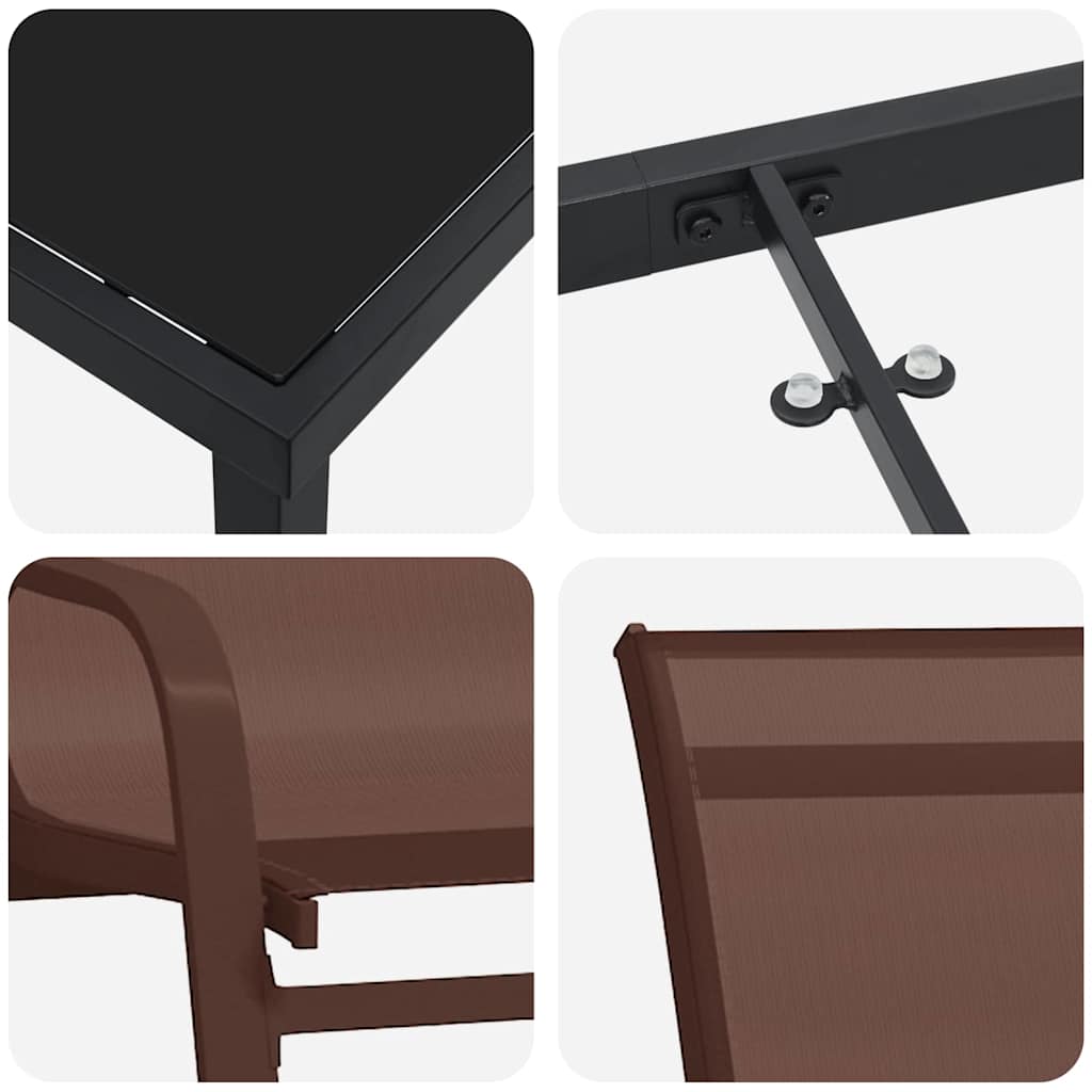 Garten Essgruppe 5 pcs Braun Textilene und Stahl