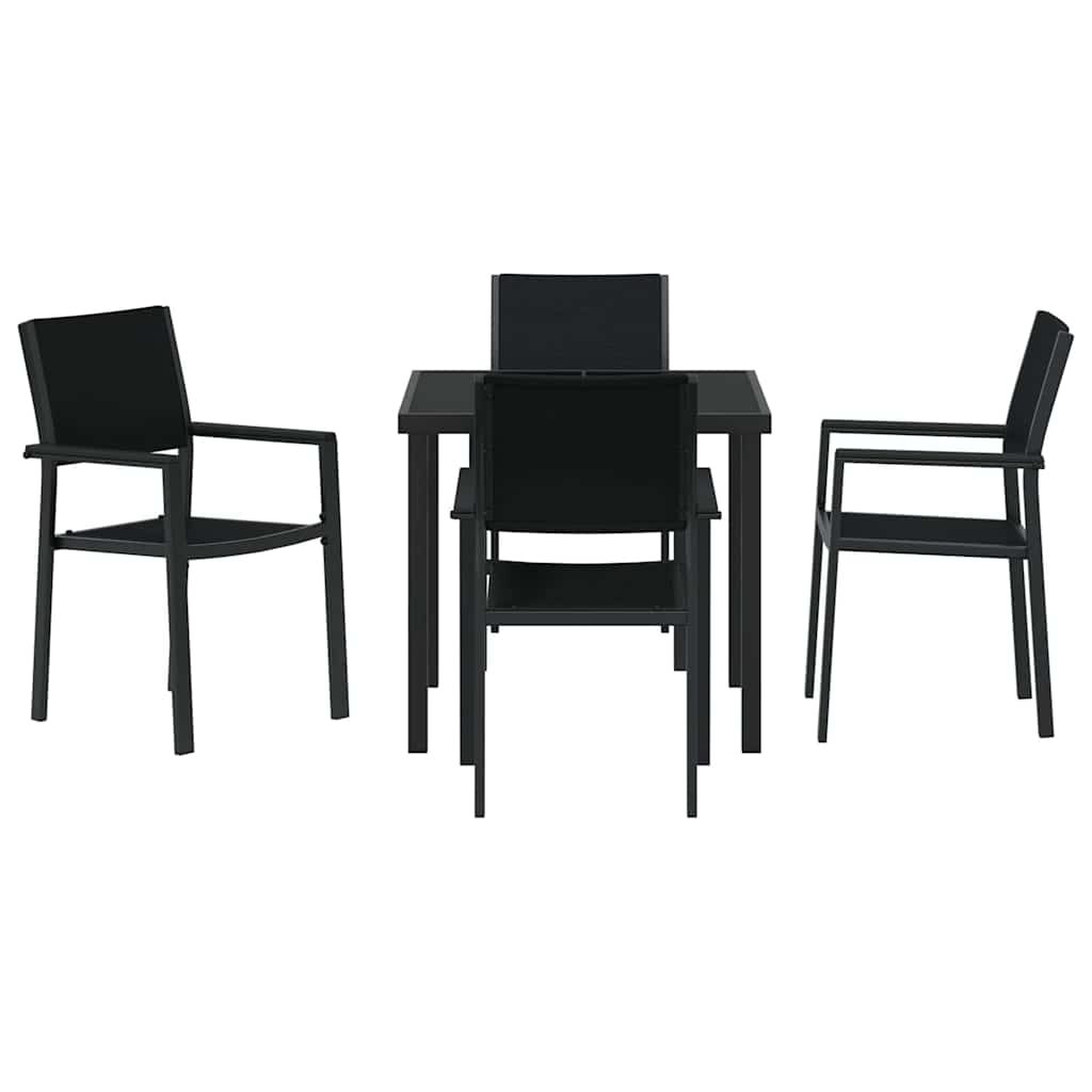 Garten Essgruppe 5 pcs Schwarz Poly Rattan