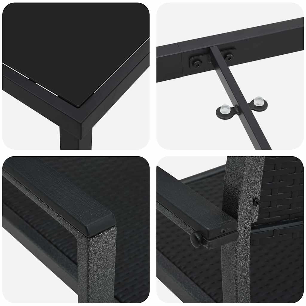 Garten Essgruppe 5 pcs Schwarz Poly Rattan