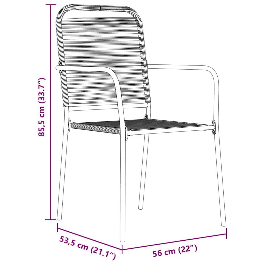 Garten Essgruppe 5 pcs Schwarz Baumwollseil und Stahl