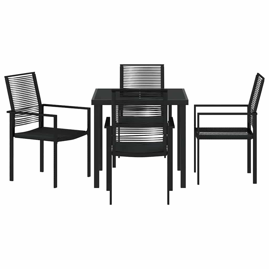 Garten Essgruppe 5 pcs Schwarz PVC-Rattan