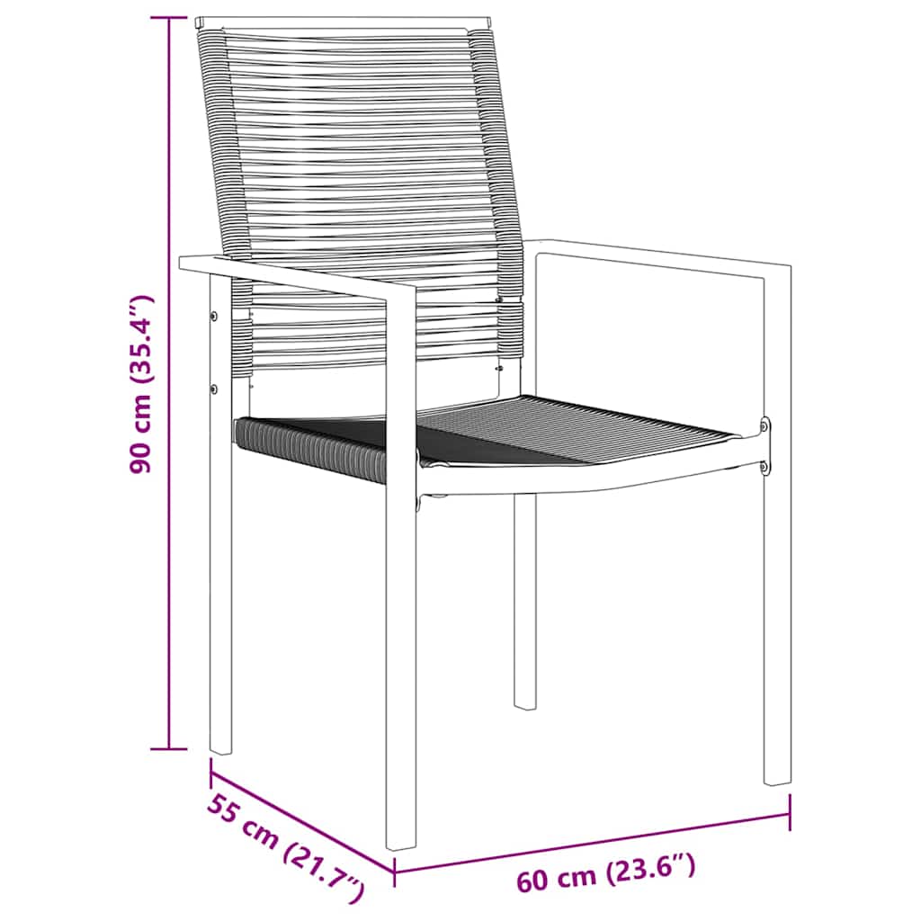 Garten Essgruppe 7 pcs Schwarz PVC-Rattan