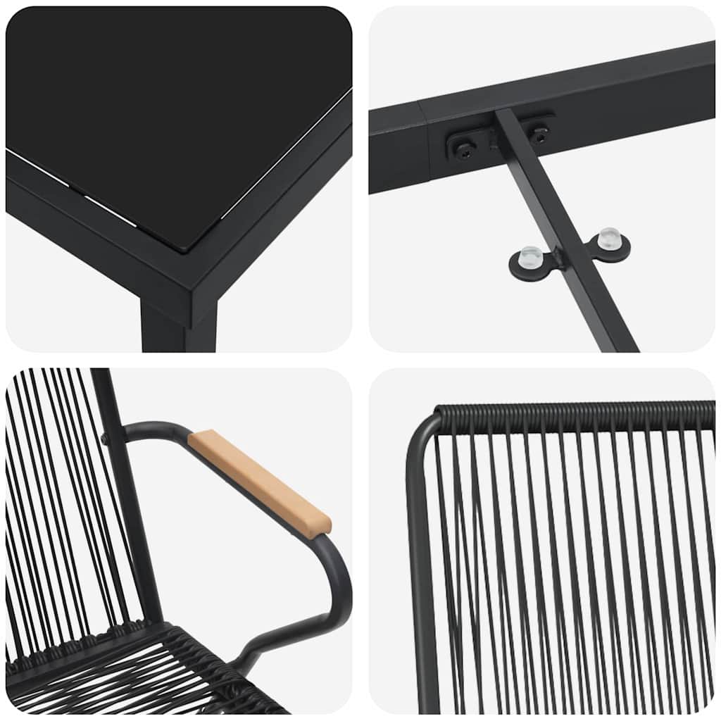 Garten Essgruppe 3 pcs Schwarz PVC-Rattan