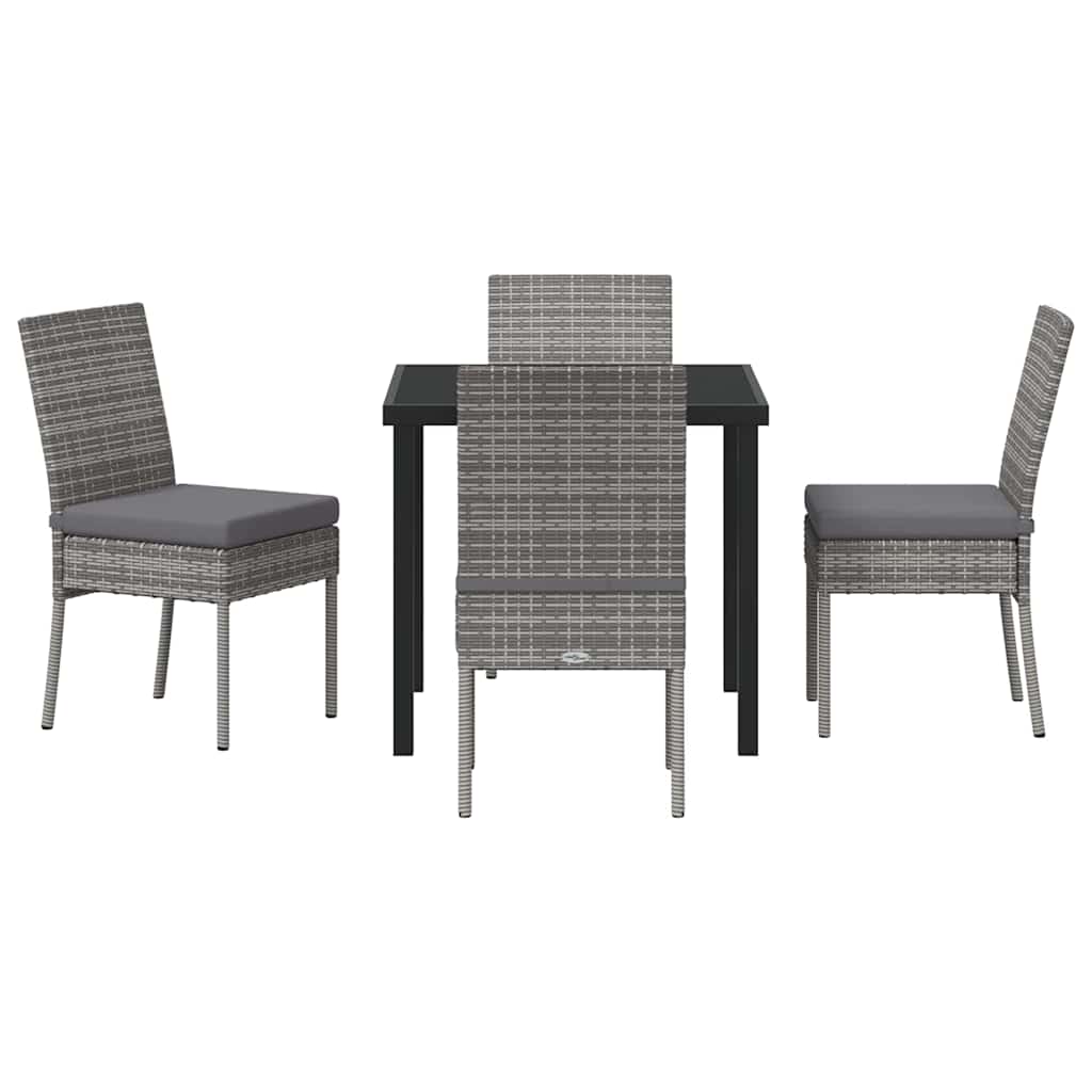 Garten Essgruppe 5 pcs Grau Poly Rattan